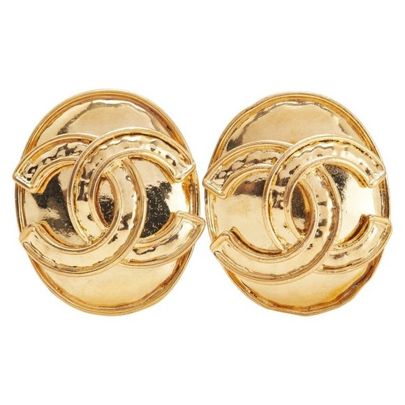 CHANEL Authentic Gold Logo Earrings - Picture 2 of 6